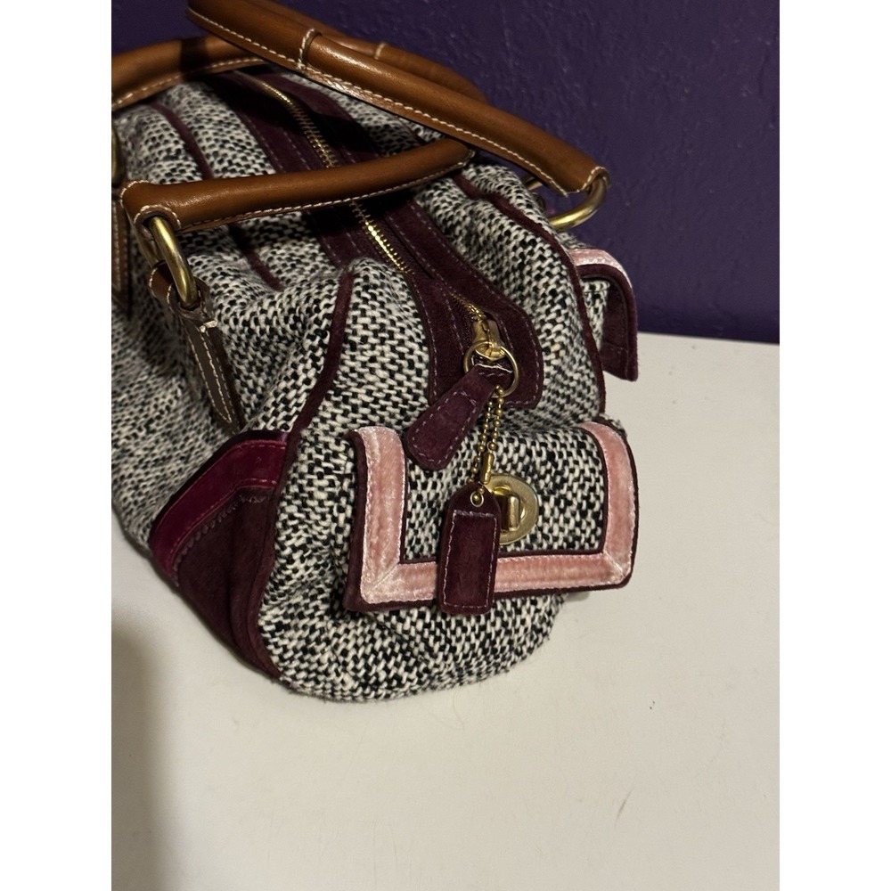 Vintage Coach Soho Tweed Satchel Swarovski Bow Turnlock 8F03 Y2K Clean Rare - Picture 7 of 8